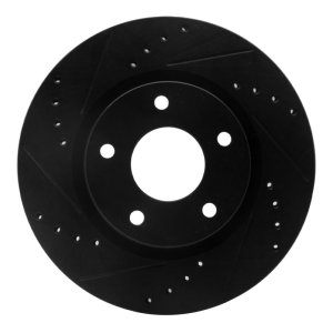 Nissan Sentra Brake Rotor (1) - Front Left - R1 Concepts - Drilled & Slotted - Black - `13-`19